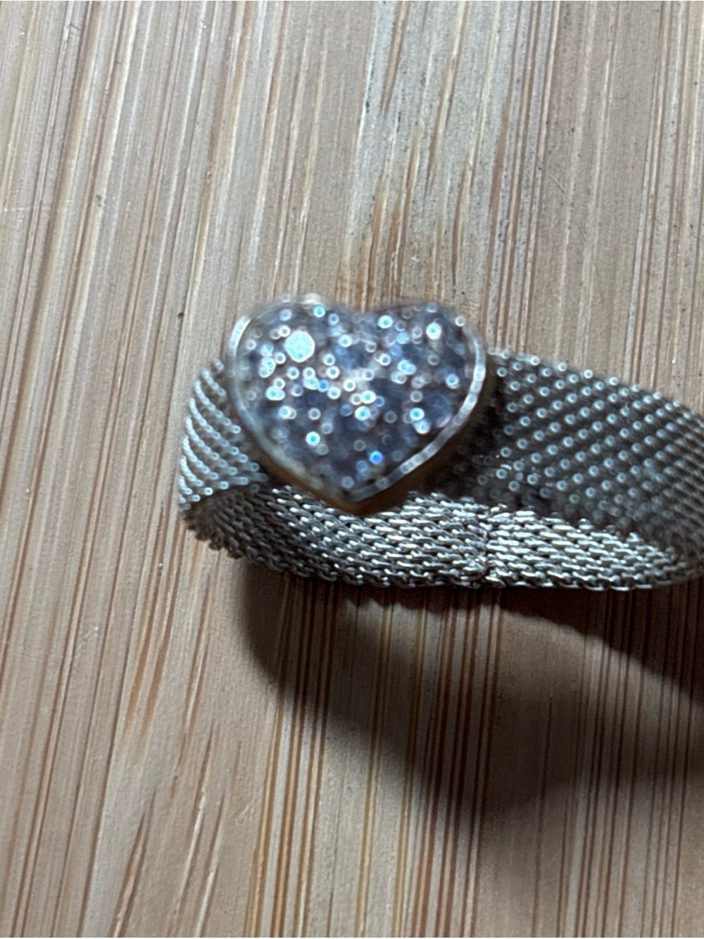 CZ Heart Mesh Ring Sterling Silver & Steel Size 10.5 ESPO